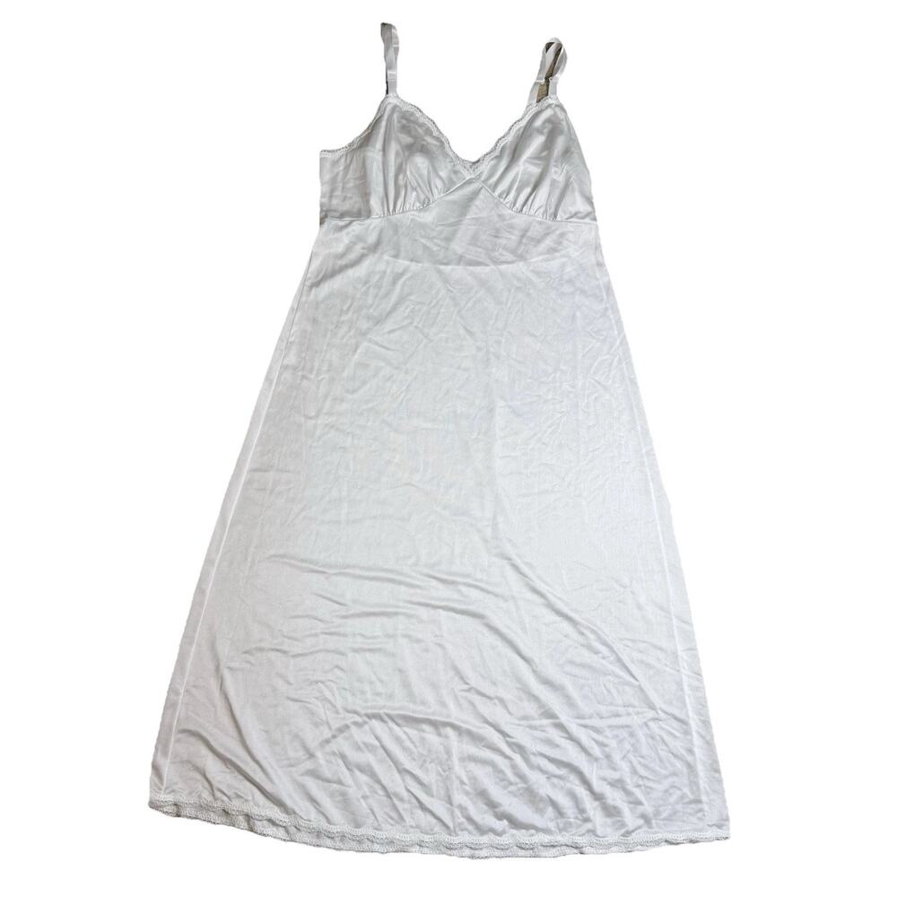 Vintage White Lace Slip Dress Y2K 90s Midi Lingerie Nightgown Sz M
